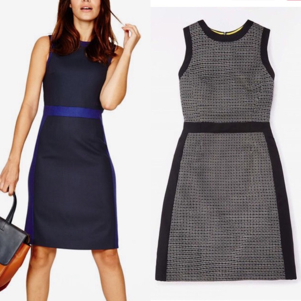 Boden Black & Gray Cavendish Dress Sz 8 EUC